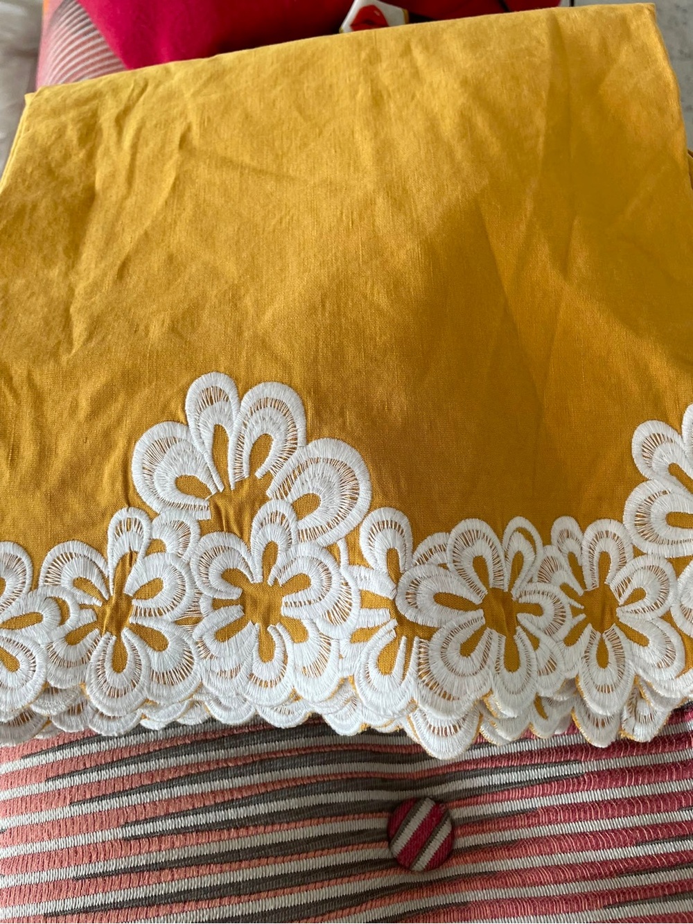 Maeve Yellow Wide-Leg Embroidered Hem Pants - Picture 5 of 5